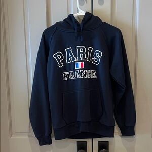 Adult XS hoodie sweatshirt, Paris, France, Navy